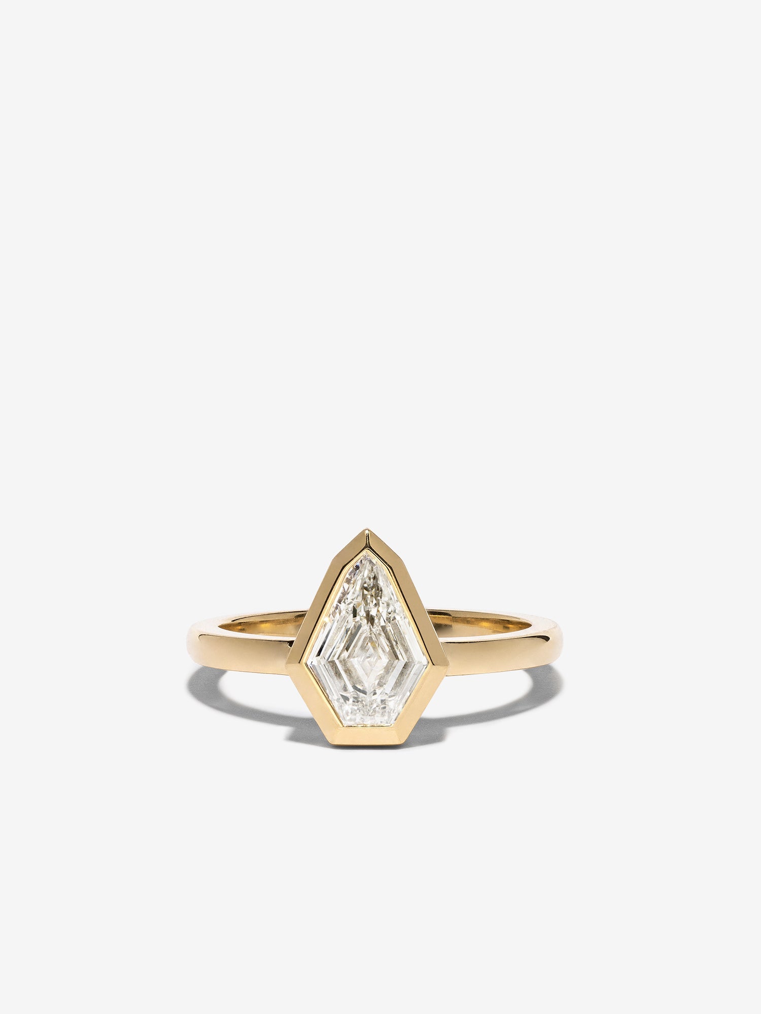 Bezel Set Shield Diamond Engagement Ring