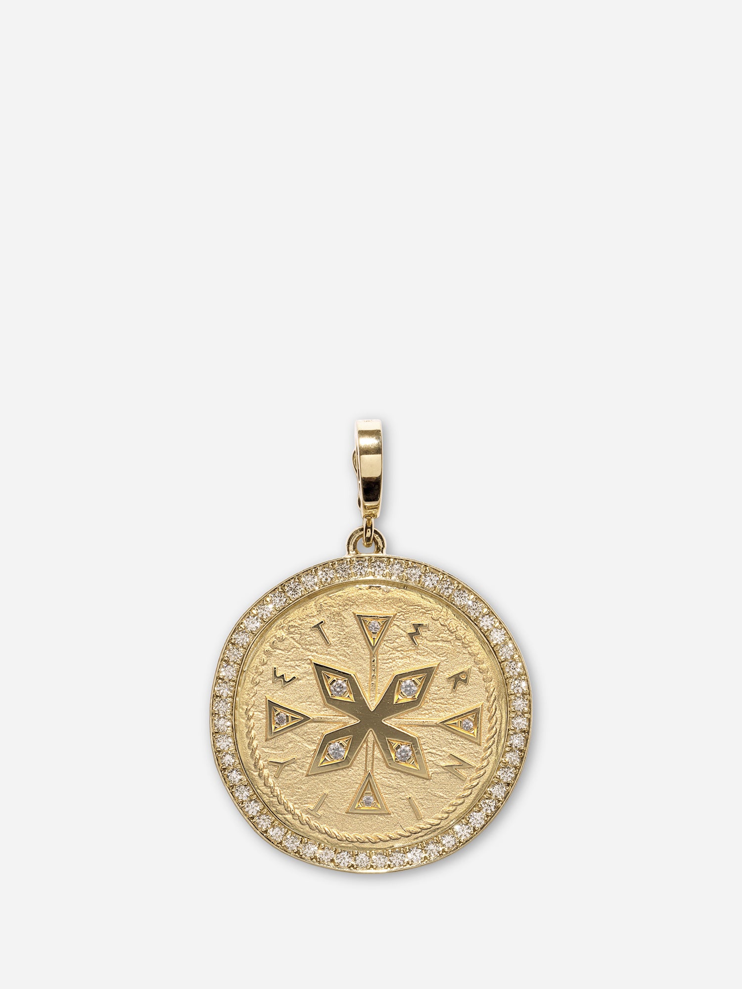 Compass Large Pave Coin Charm