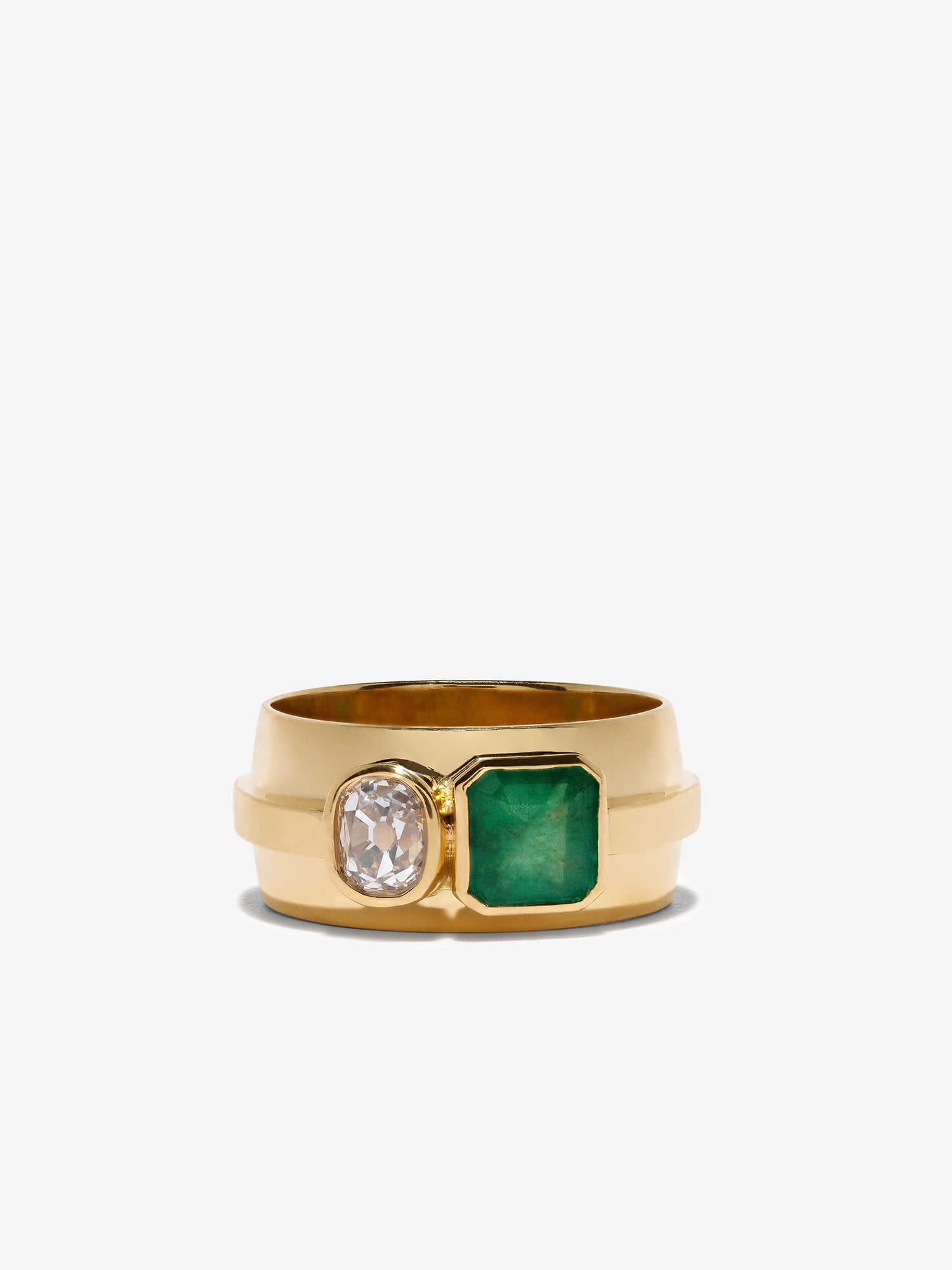 Emerald & Diamond Duet Ring