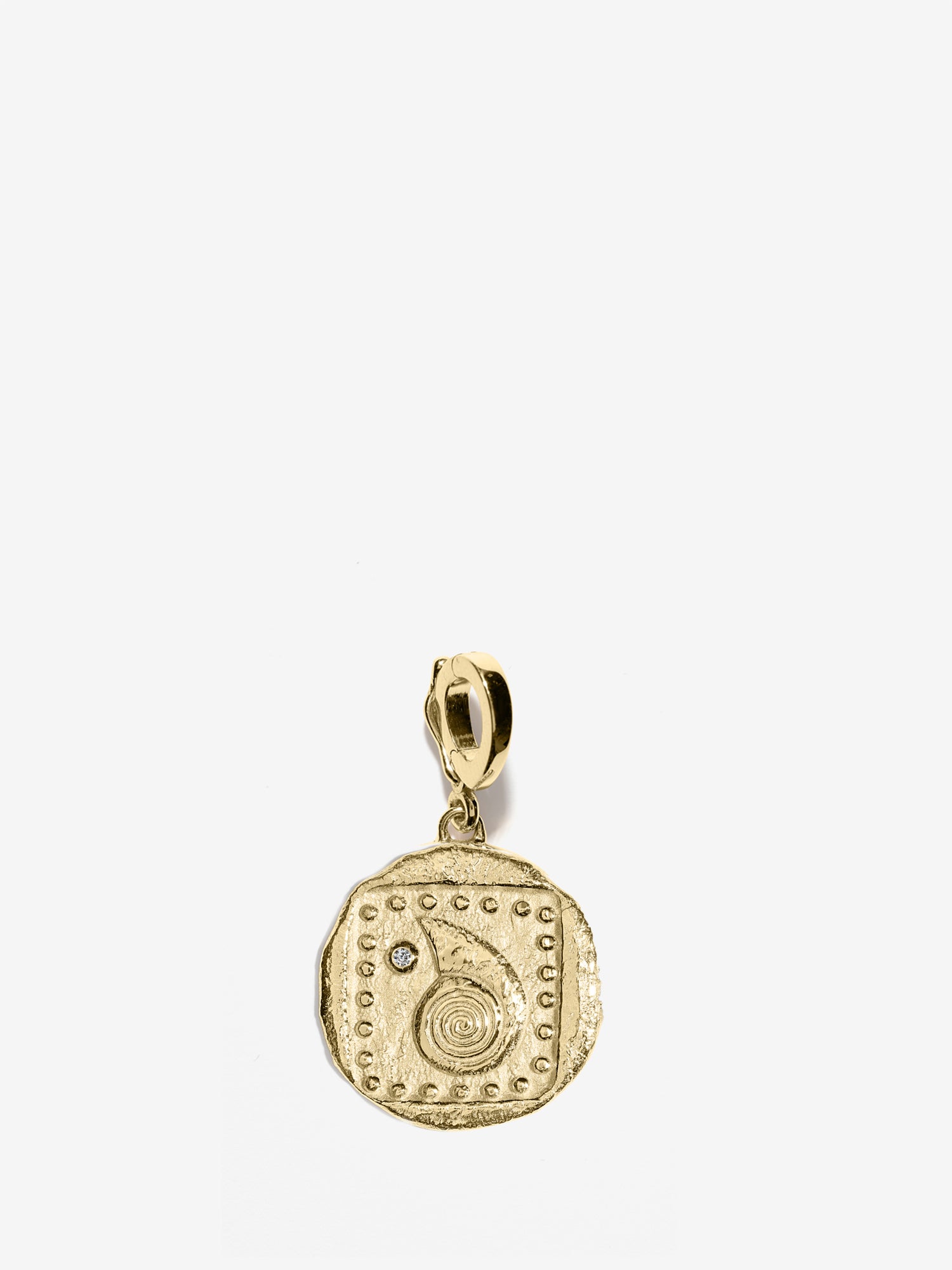 Spiral Seashell Small Diamond Coin Charm