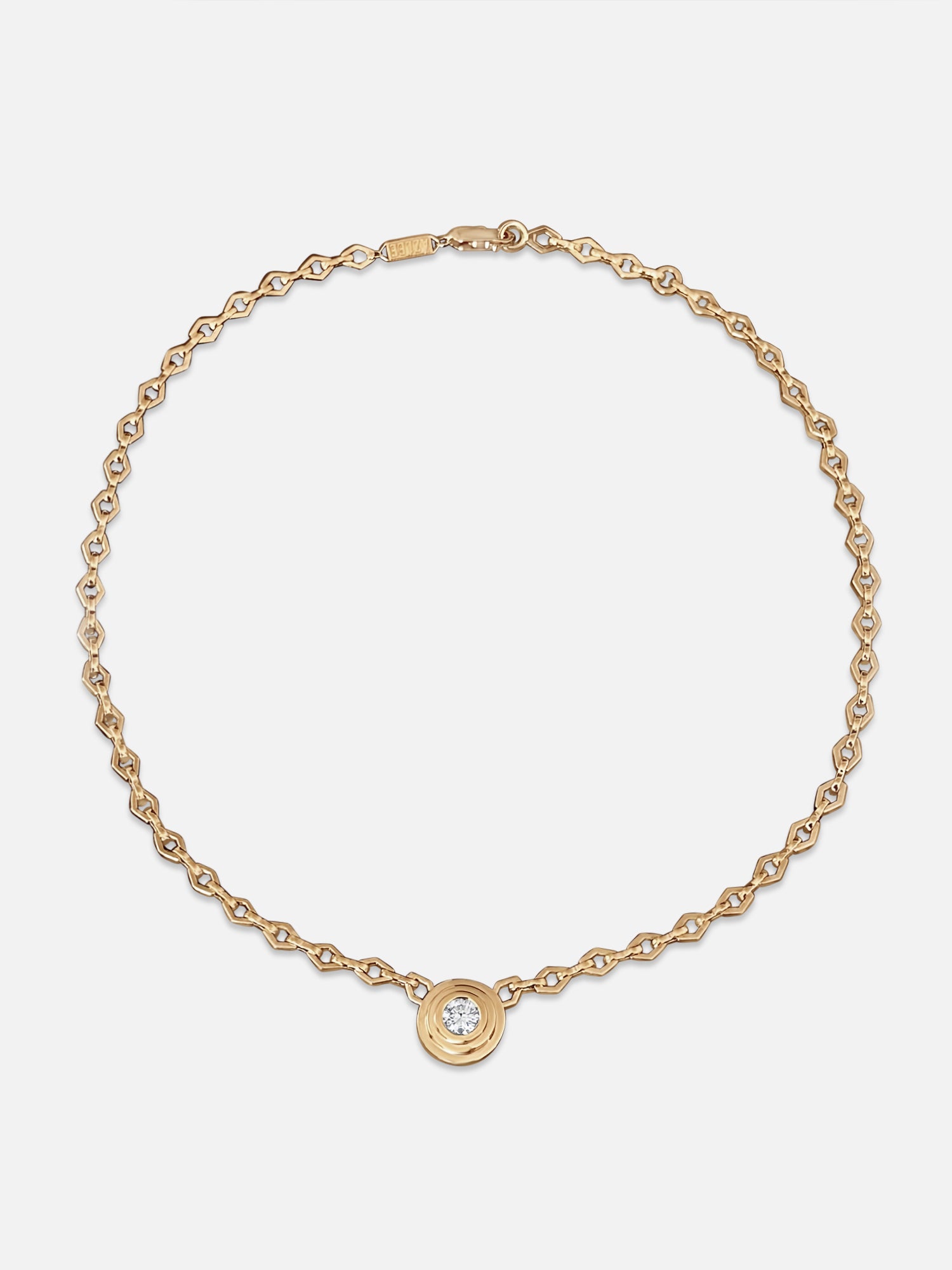 Custom Staircase Circular Diamond Necklace on Medium Lozenge Chain