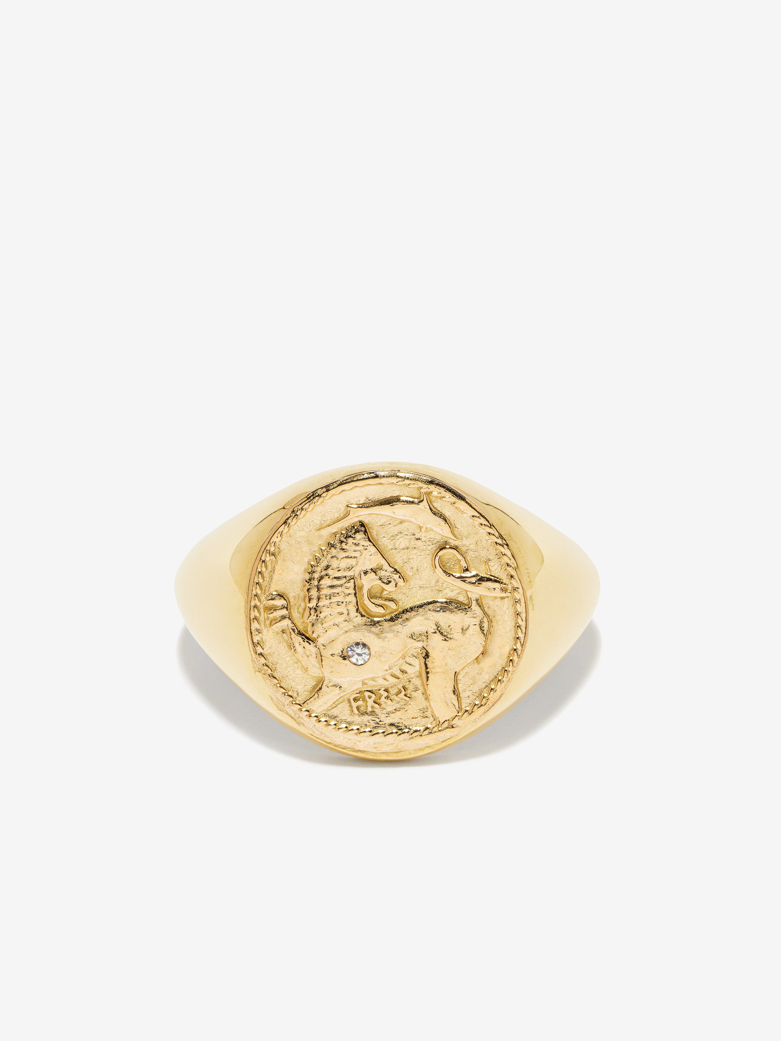 Lion and Dolphin Signet Coin Ring