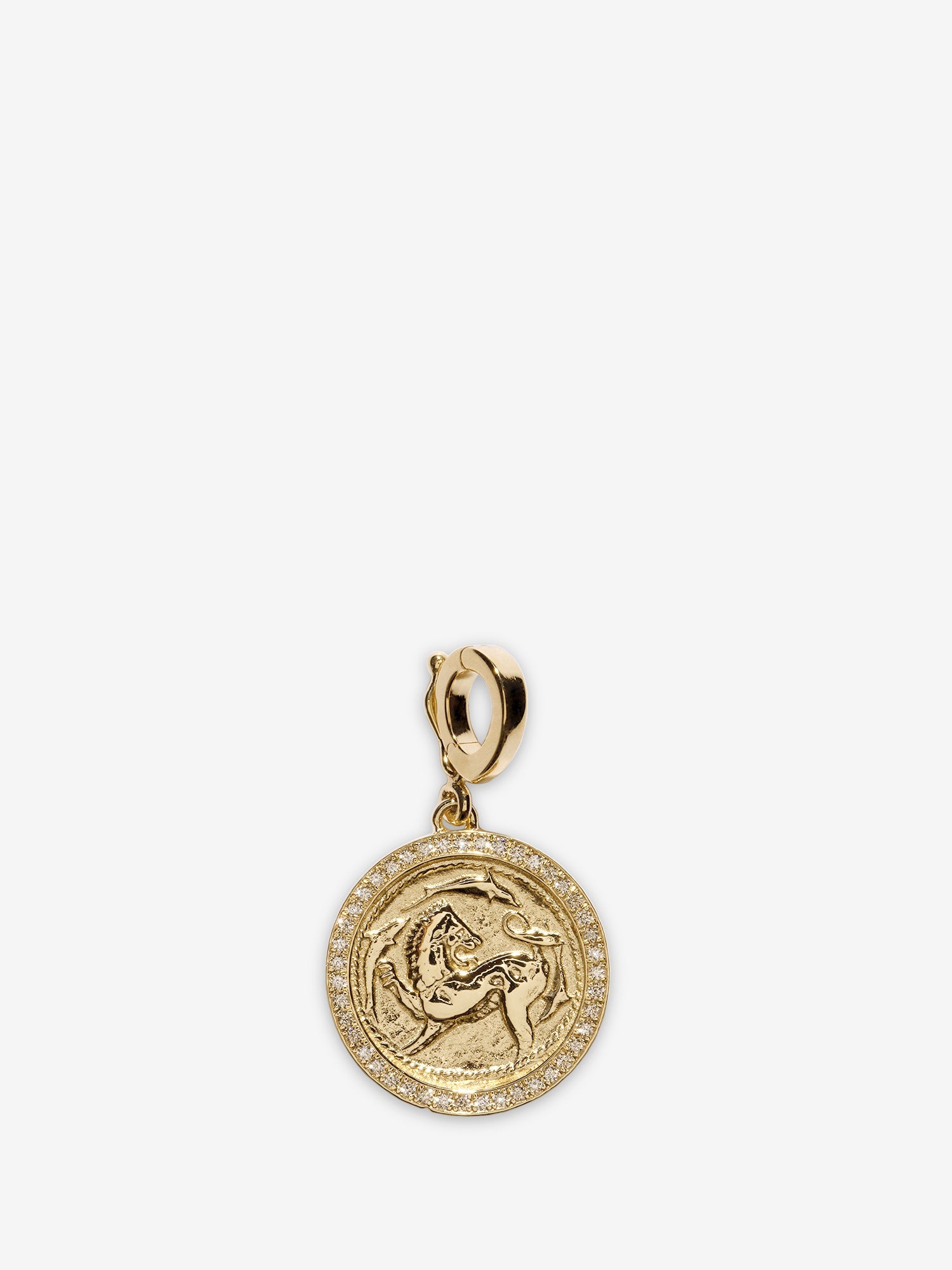 Lion and Dolphin Small Pave Coin Charm