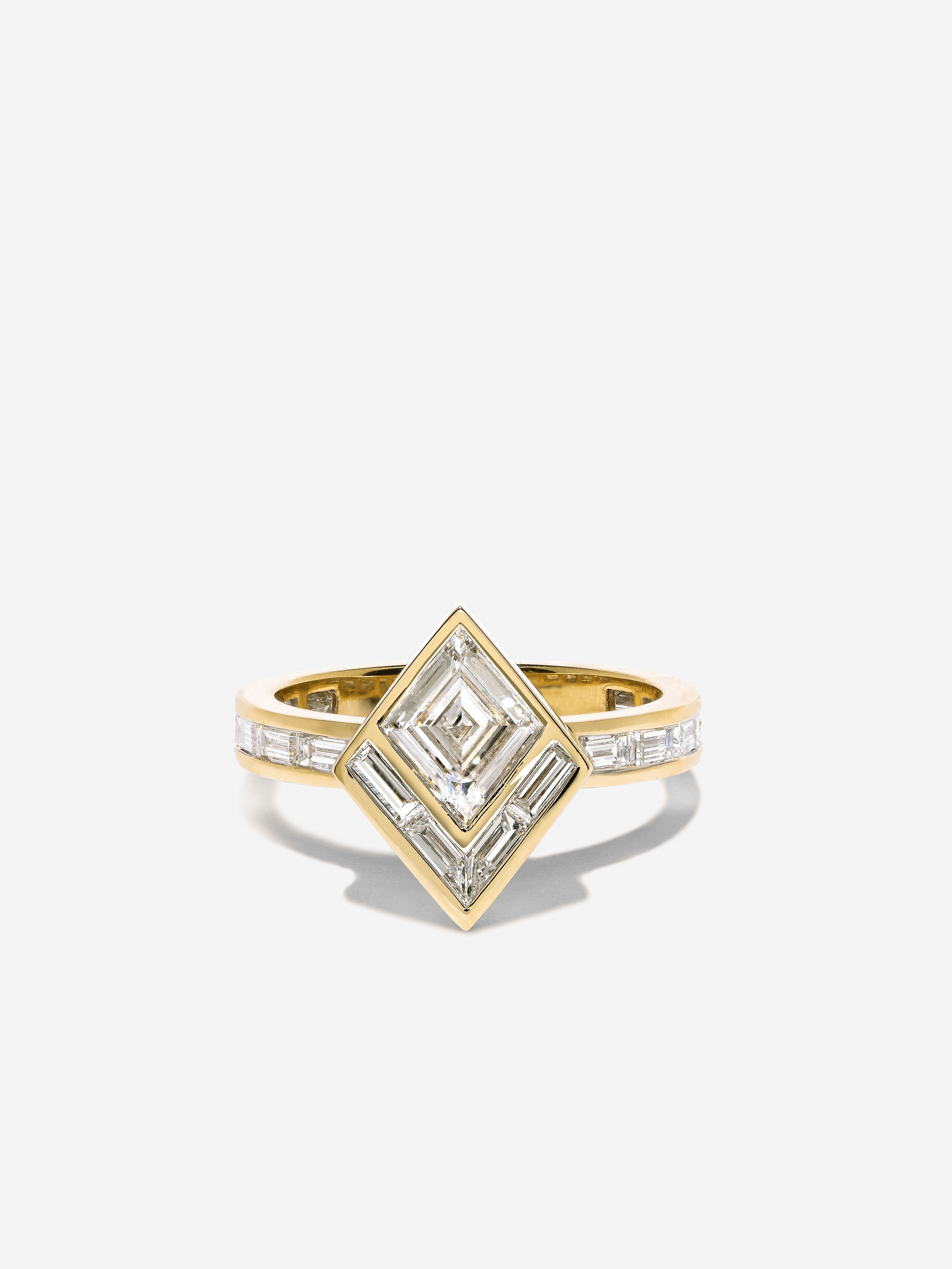 Modern Deco Lozenge and Baguette Diamond Ring