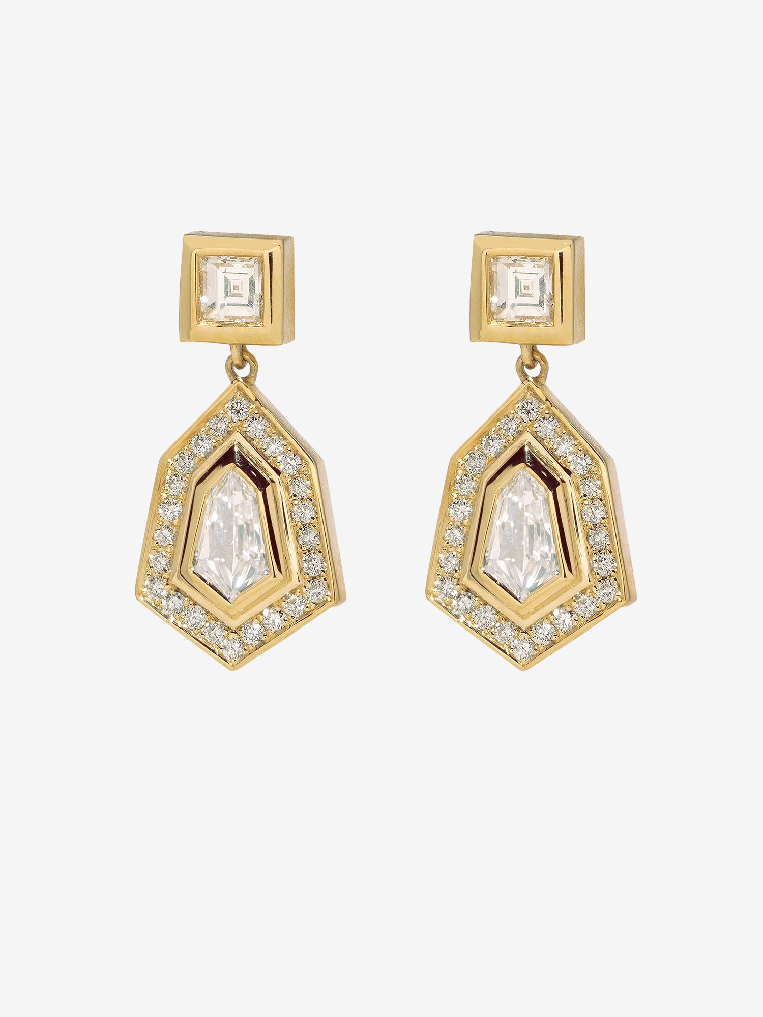 Dangle Rare Cut Earrings with Pave