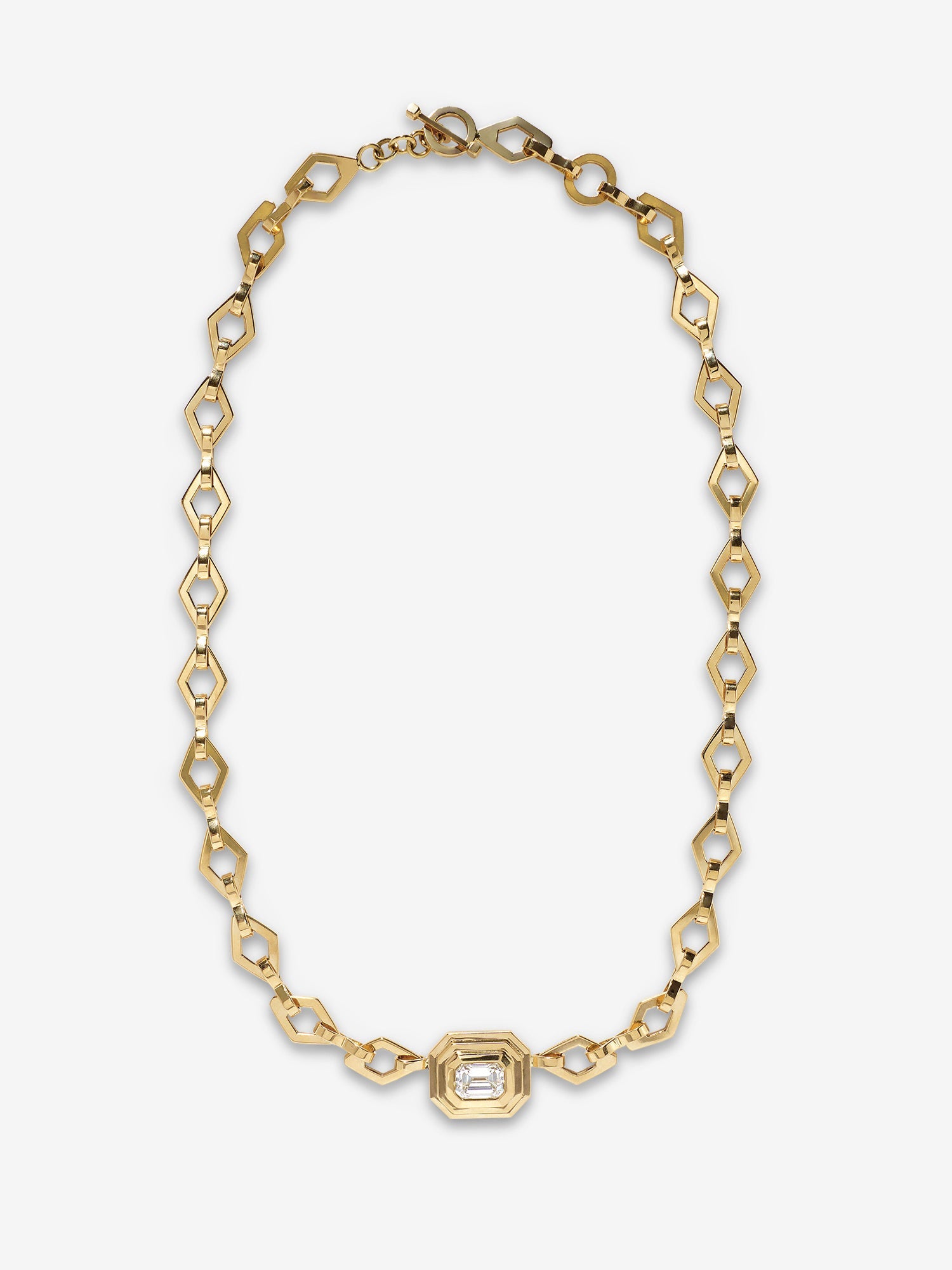 Custom Staircase Emerald Diamond Necklace on Heavy Chain