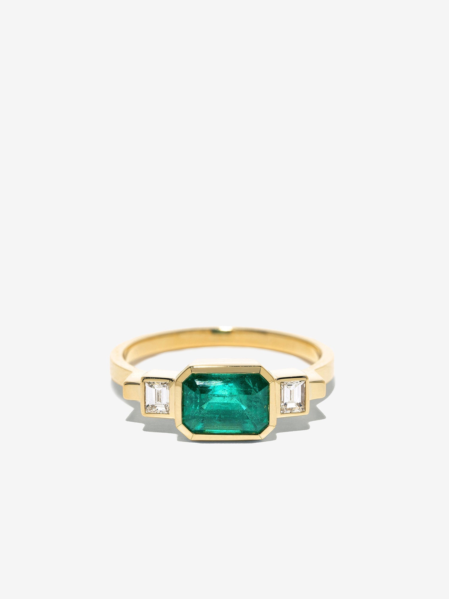 Emerald and Baguette Deco Ring