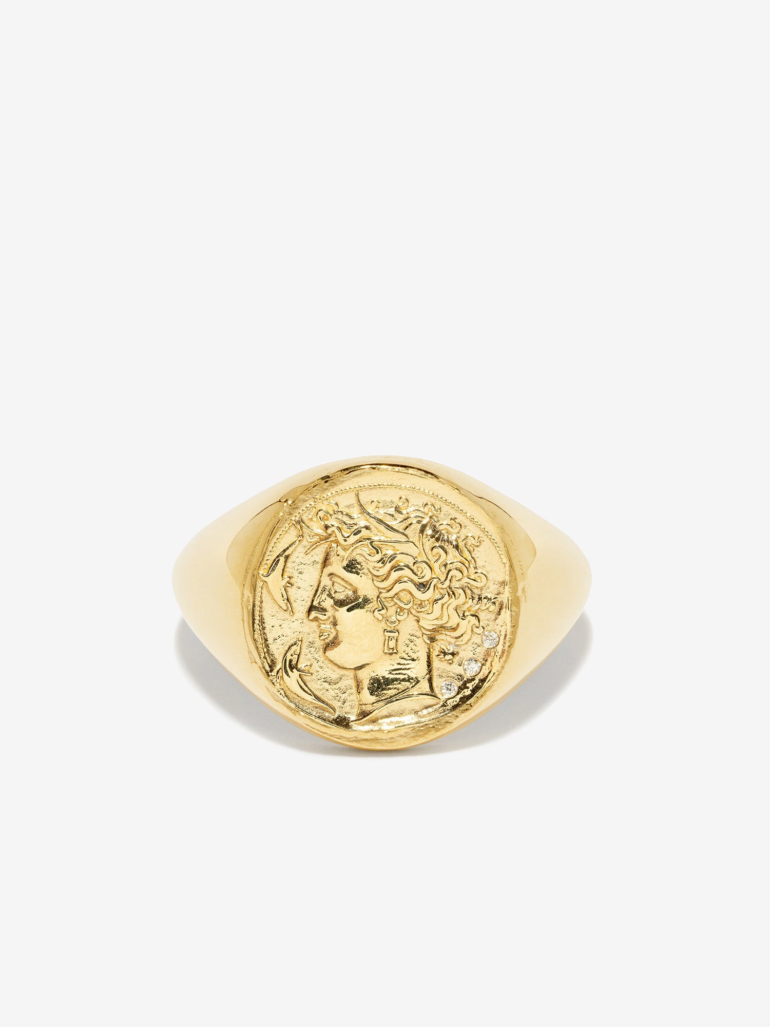 Goddess Coin Signet Ring