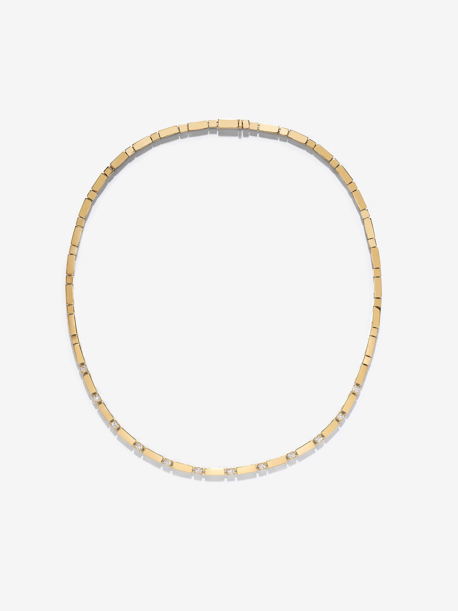 Gold Bar and Diamond Tennis Necklace