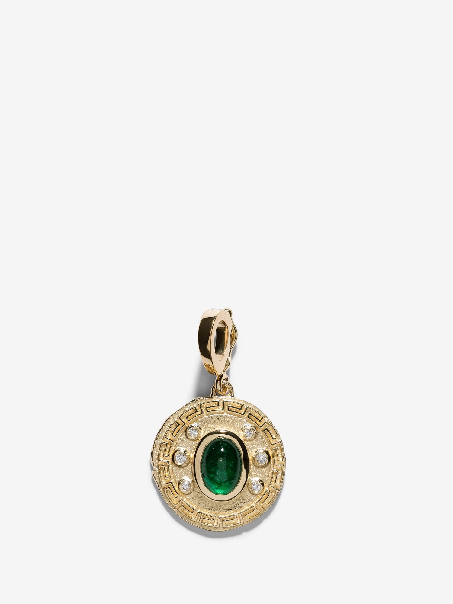 Greek Pattern & Emerald Small Charm