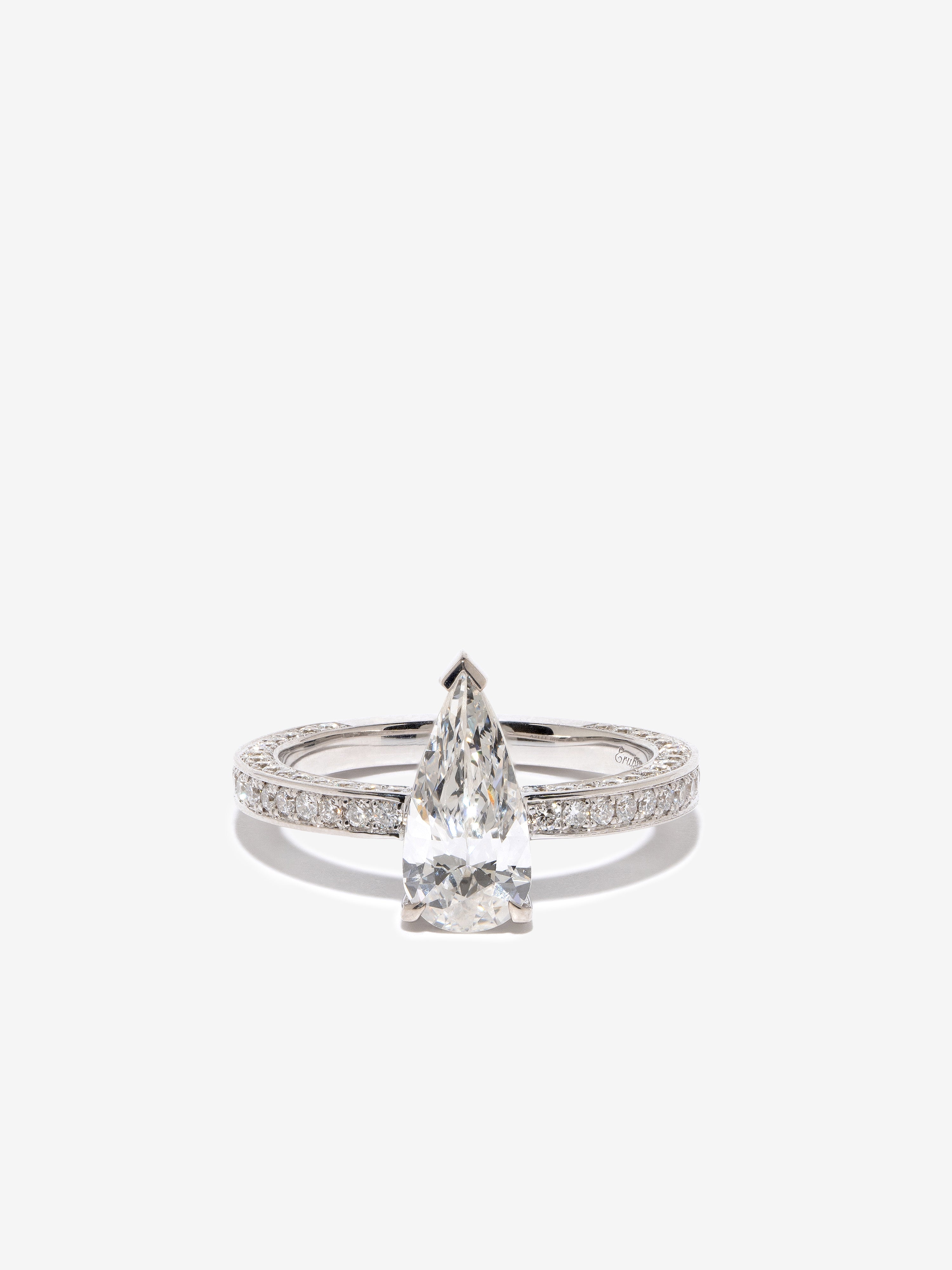 Vintage Pear Diamond in Prongs with All Over Diamond Setting
