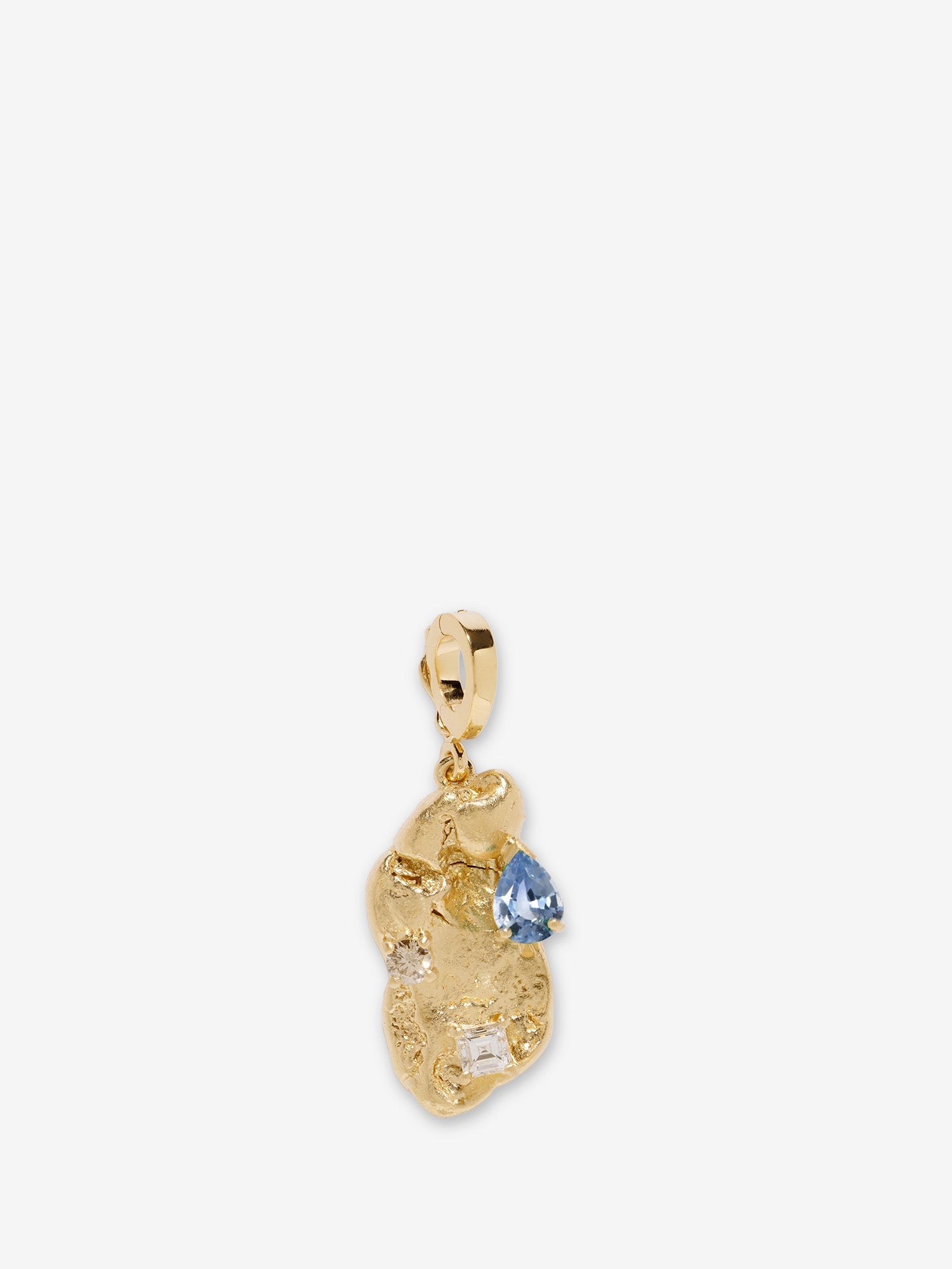 Sapphire Scattered Large Gold Nugget Charm