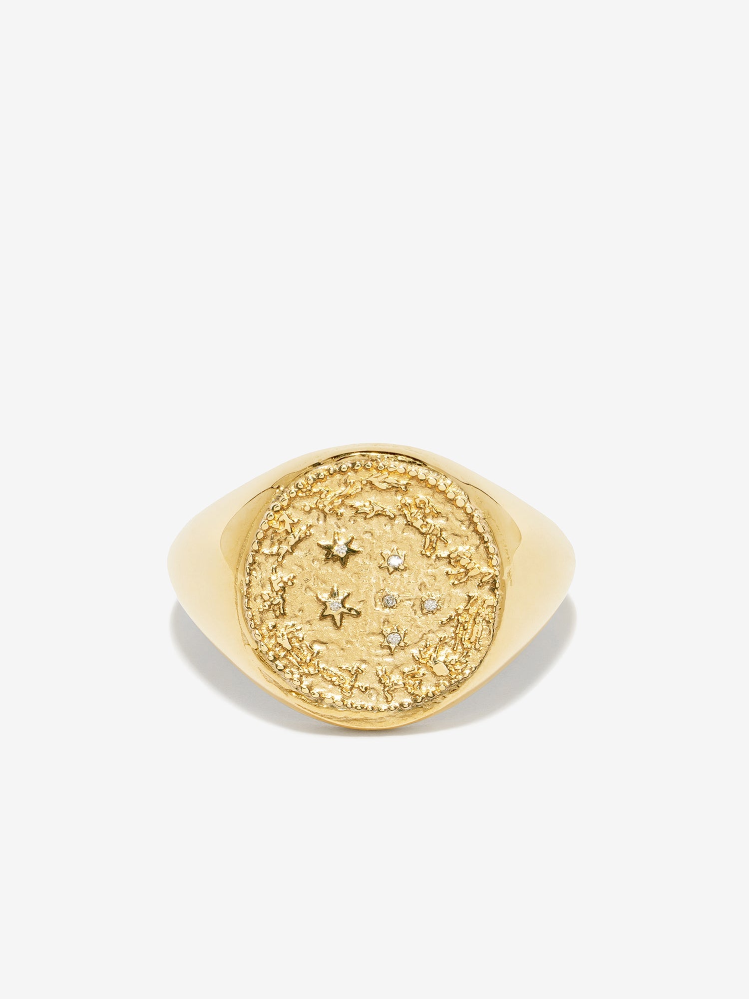 Zodiac Wheel Signet Coin Ring