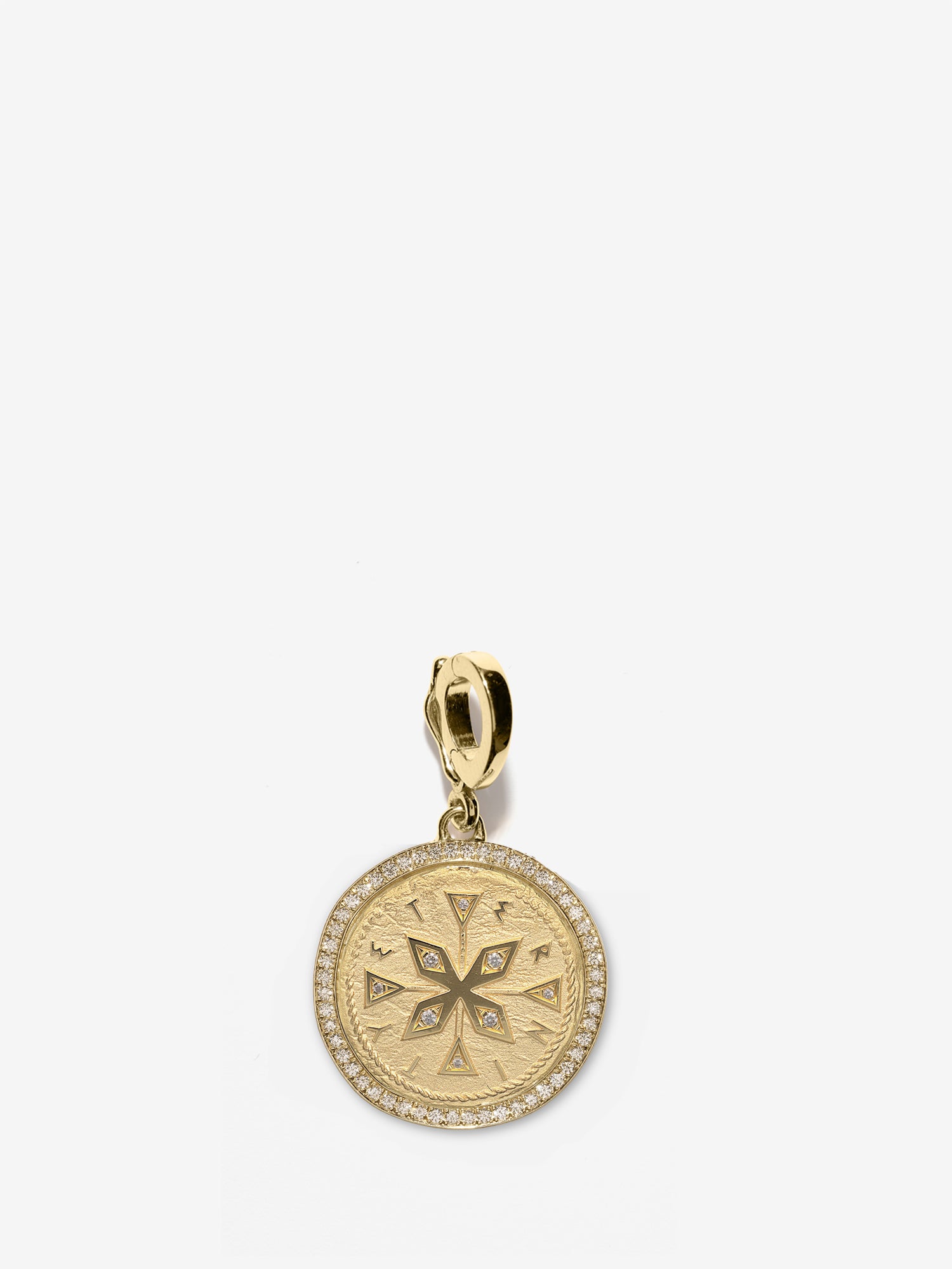 Compass Small Pave Coin Charm