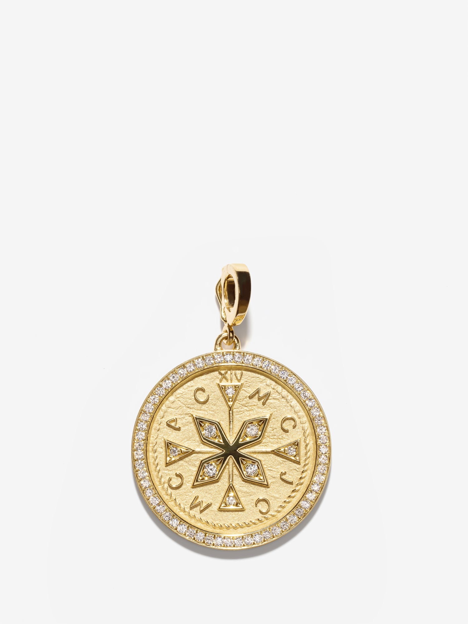 Custom Compass Large Pave Coin Charm