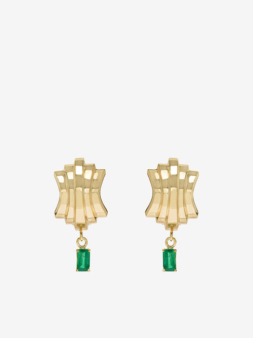 ĀZLEE x Gemfields Fluid Staircase Earrings with Emerald Drops