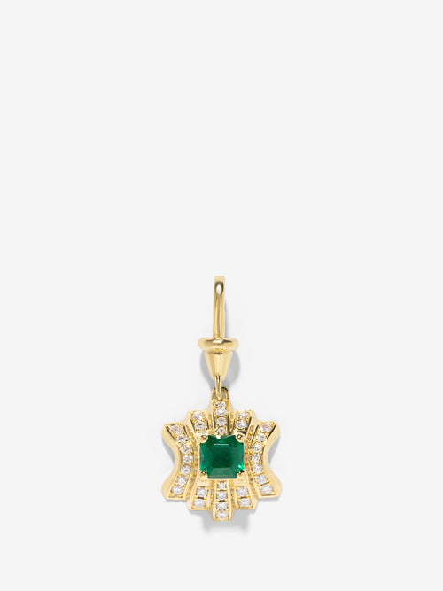 ĀZLEE x Gemfields Fluid Staircase Emerald Pave Diamond Charm