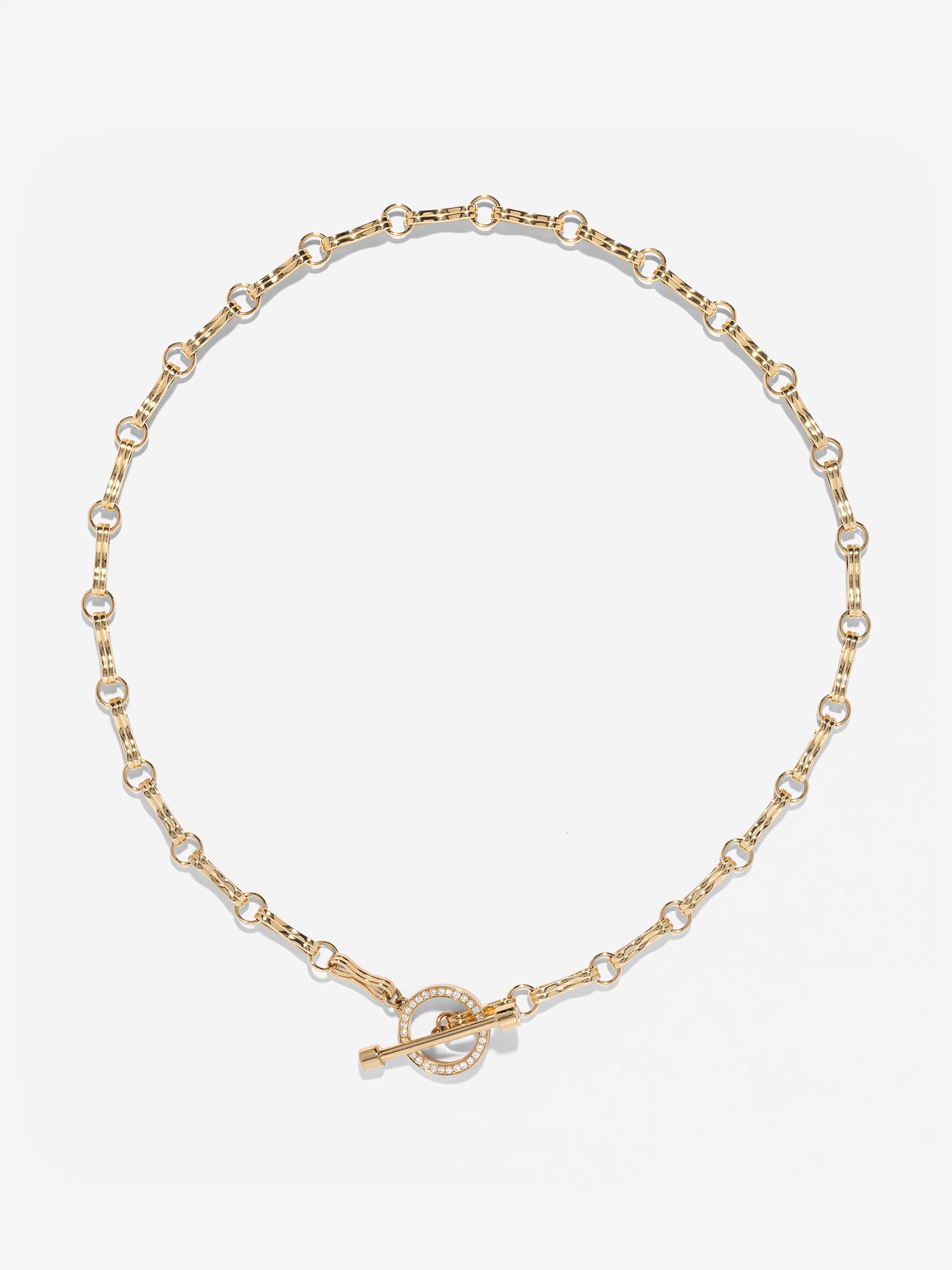 Large Motif Double Link Pave Toggle Chain