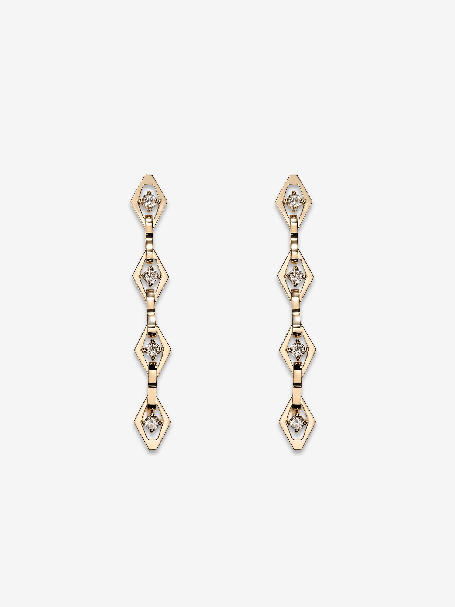 Lozenge Link Chain Earrings with Diamonds