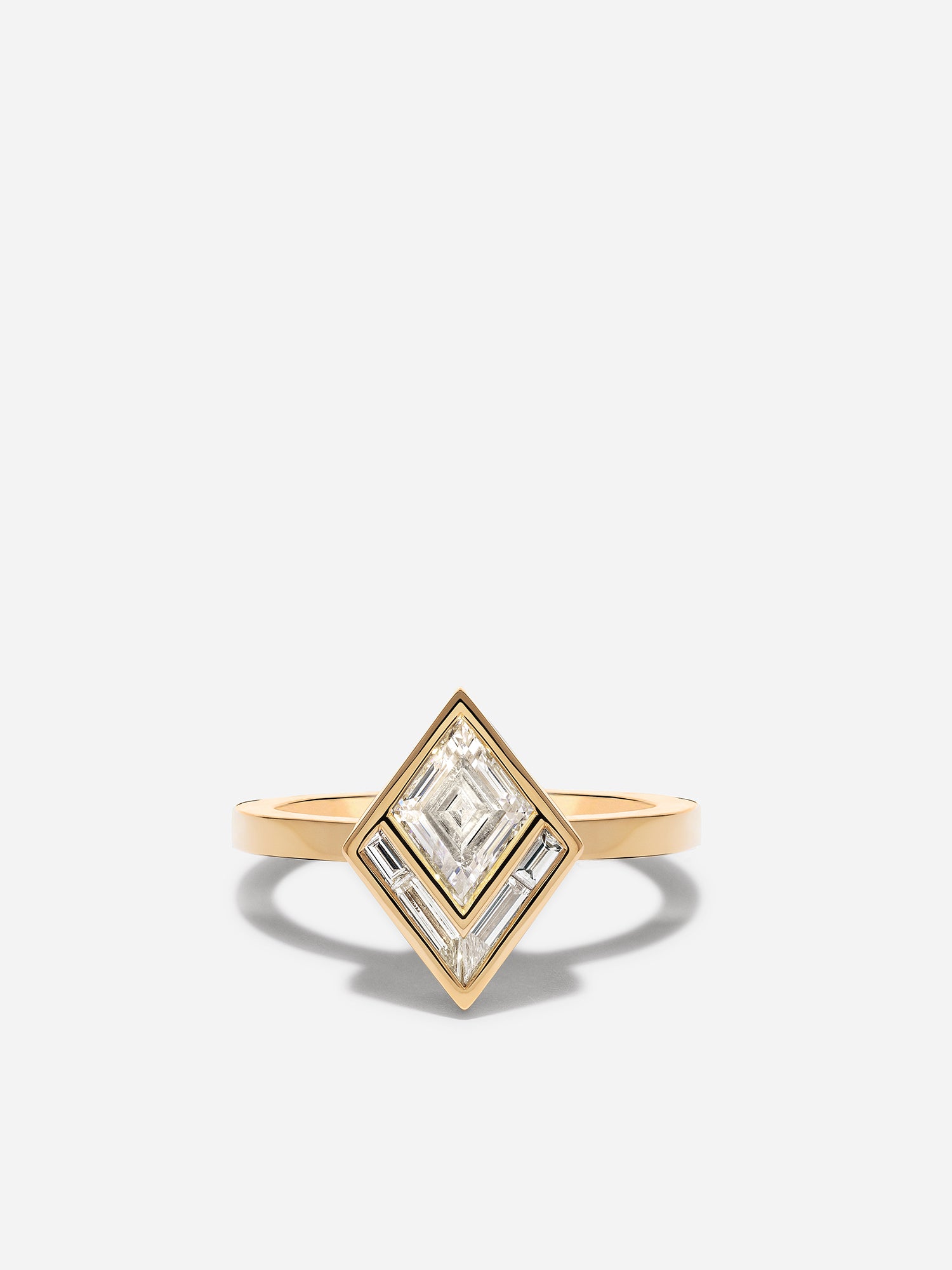 Modern Deco Lozenge and Baguette Diamond Ring