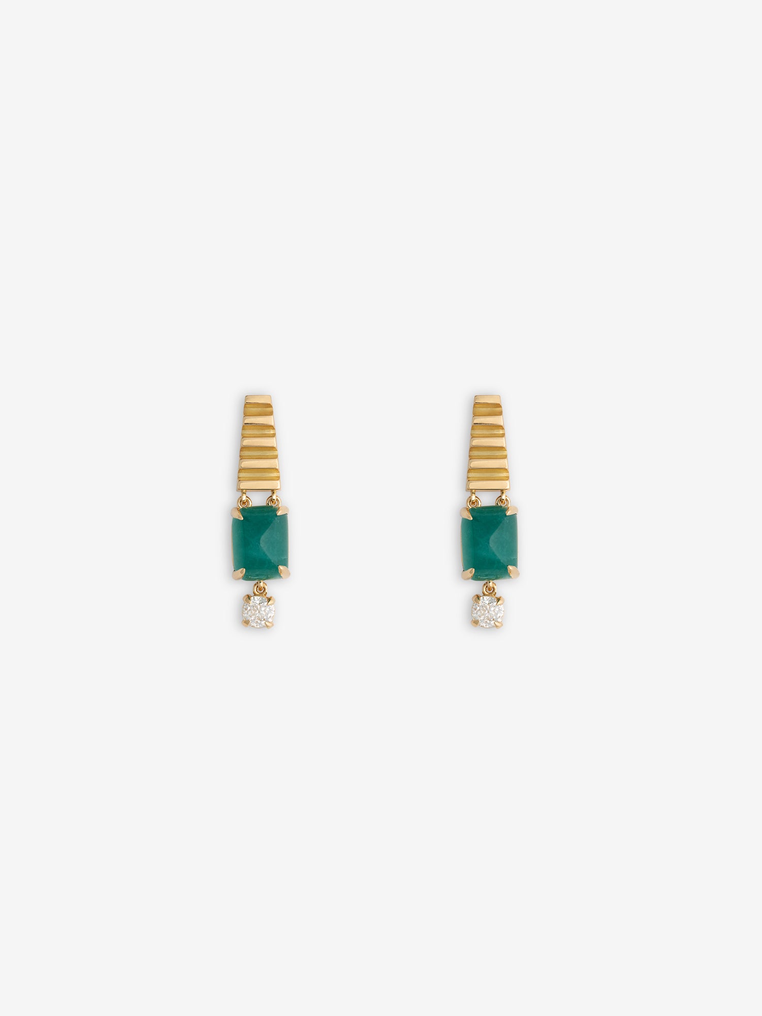Moss Small Emerald and Diamond Earrings