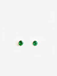 Oval Emerald Studs in Prongs