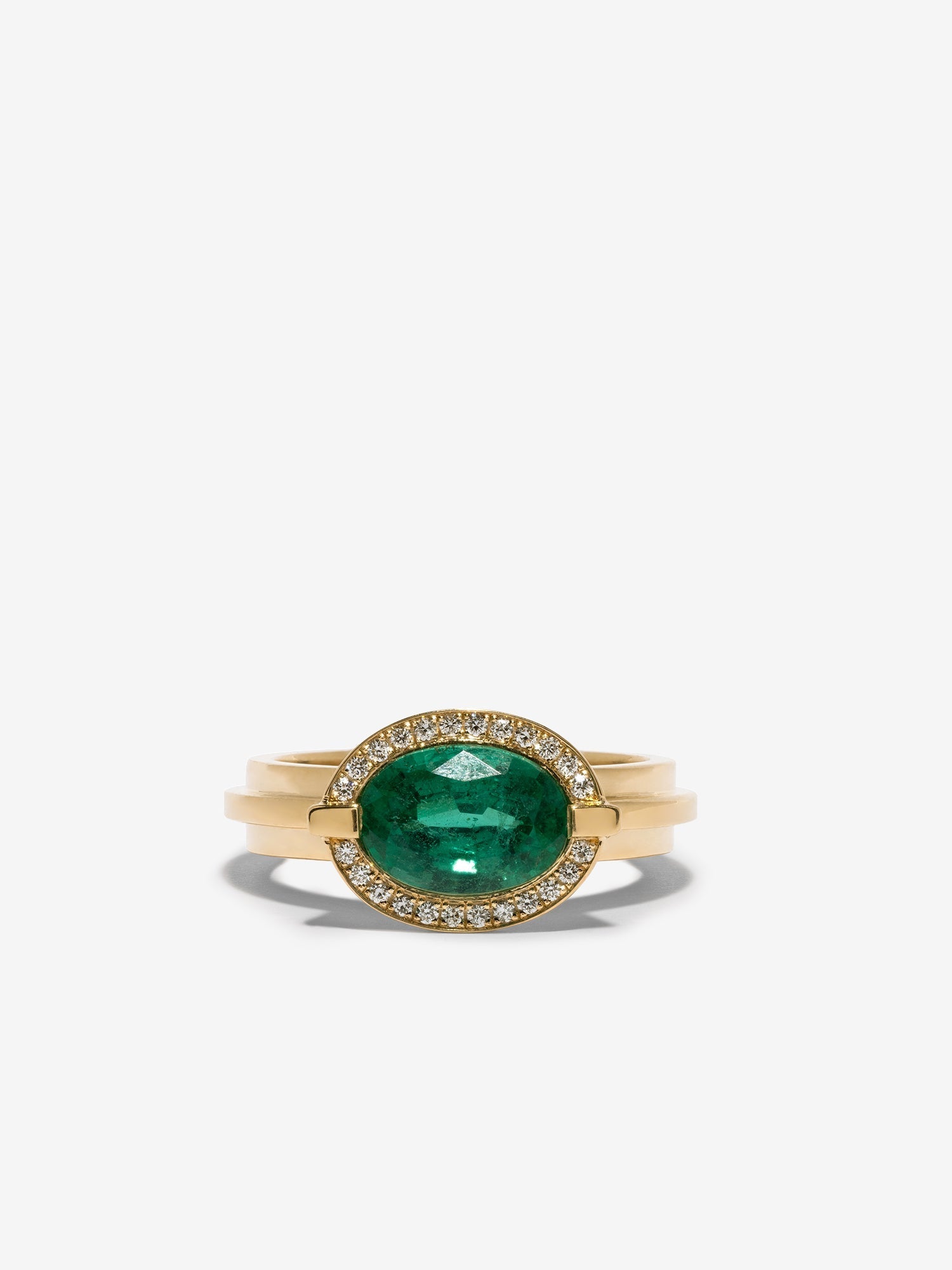 Staircase Emerald & Diamond Floating Ring