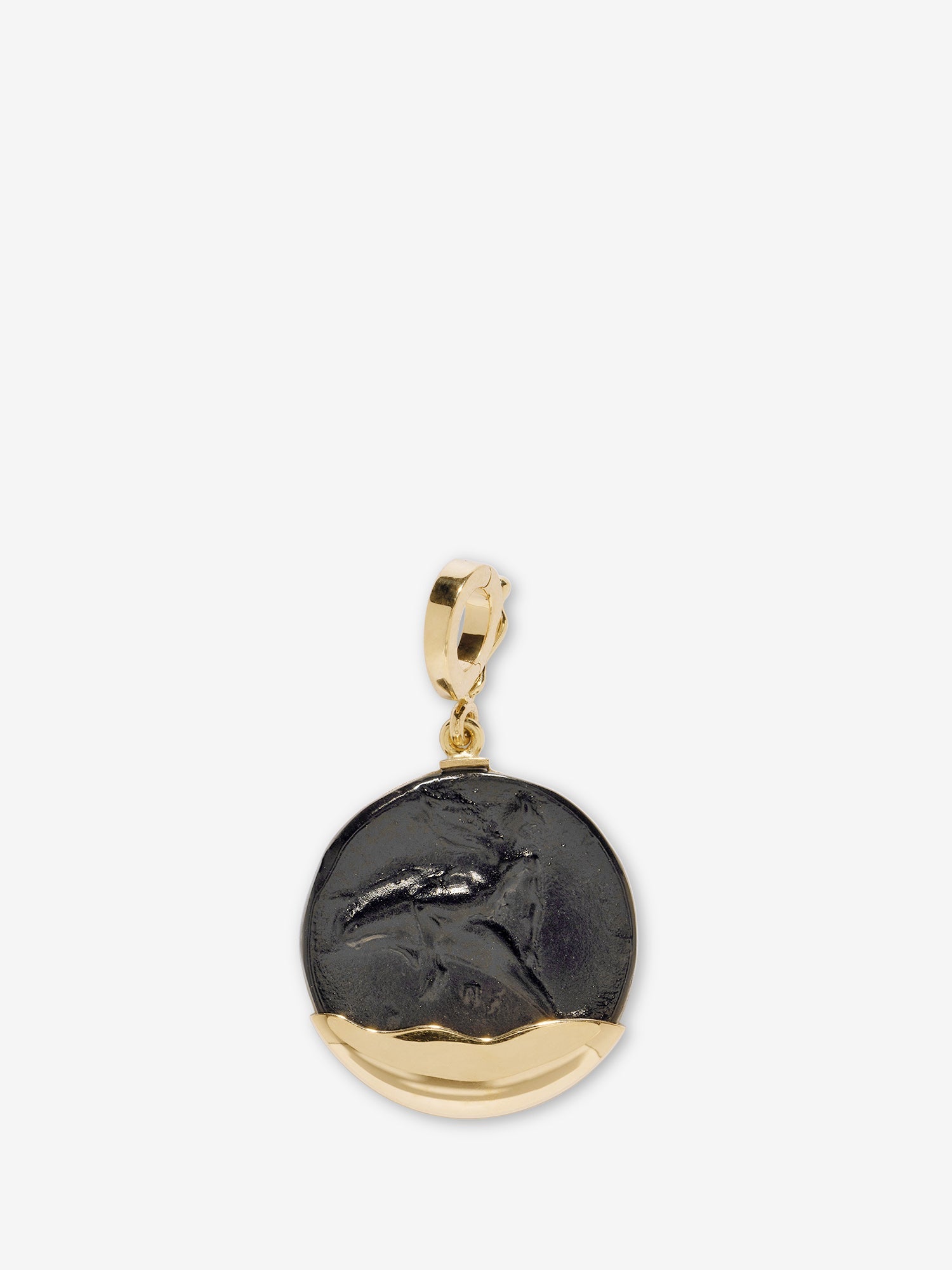 Dolphin Black Glass Gold Dipped Coin Charm