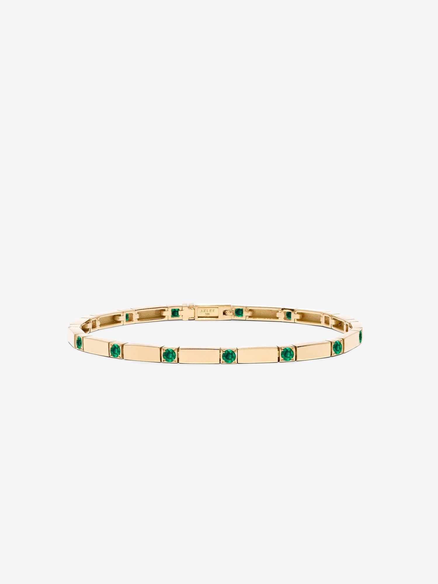 Gold Bar and Emerald Tennis Bracelet