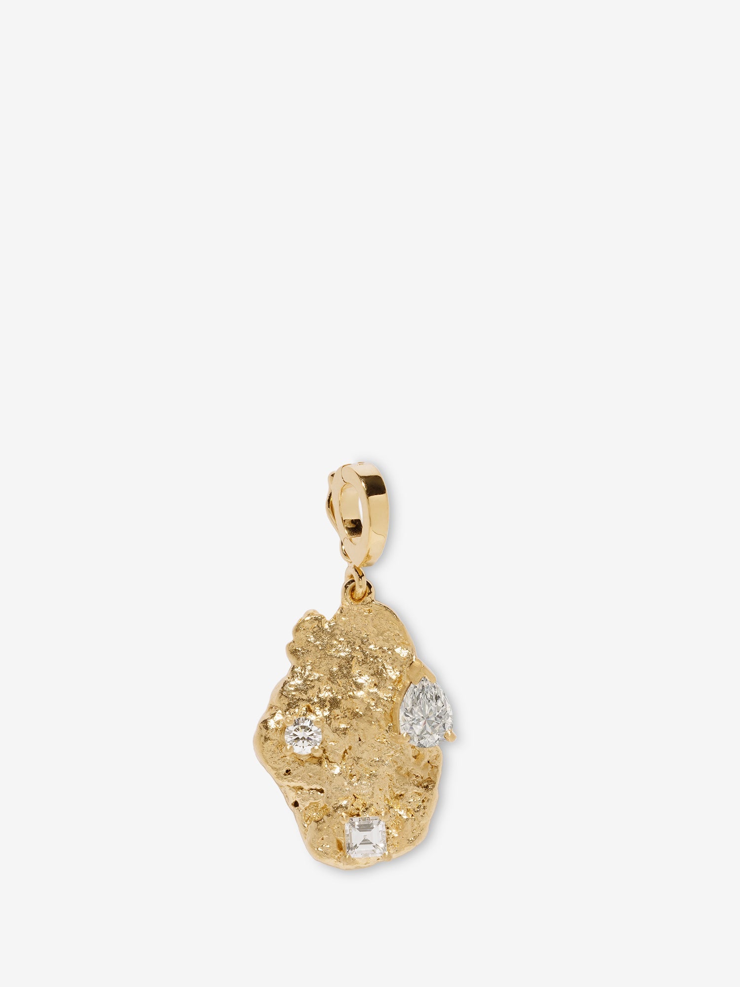 Diamond Scattered Large Gold Nugget Charm