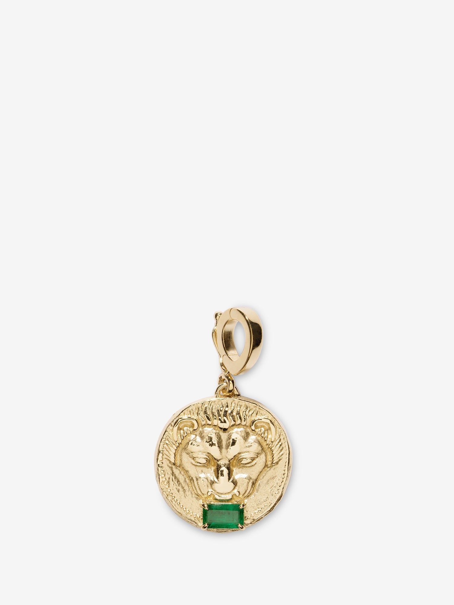 Lion Small Emerald Coin Charm