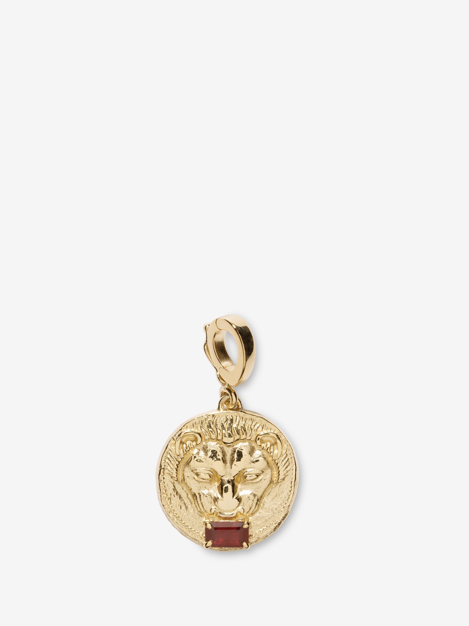 Lion Small Ruby Coin Charm