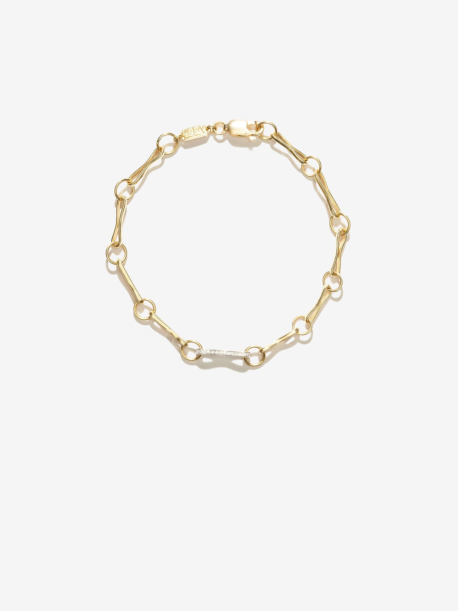 Large Circle-Link Handmade Bracelet with Diamond Link