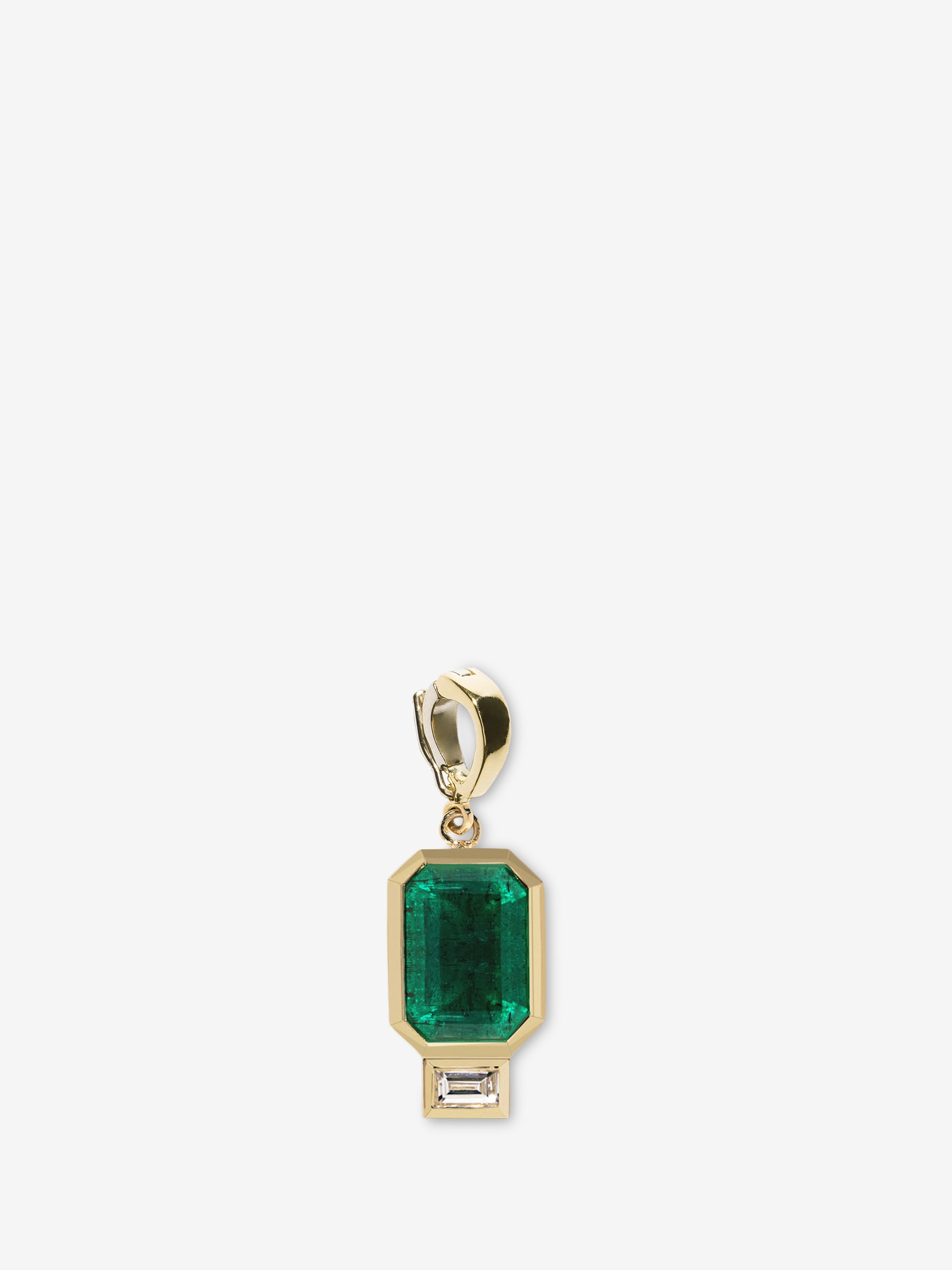 Large Emerald and Baguette Diamond Charm