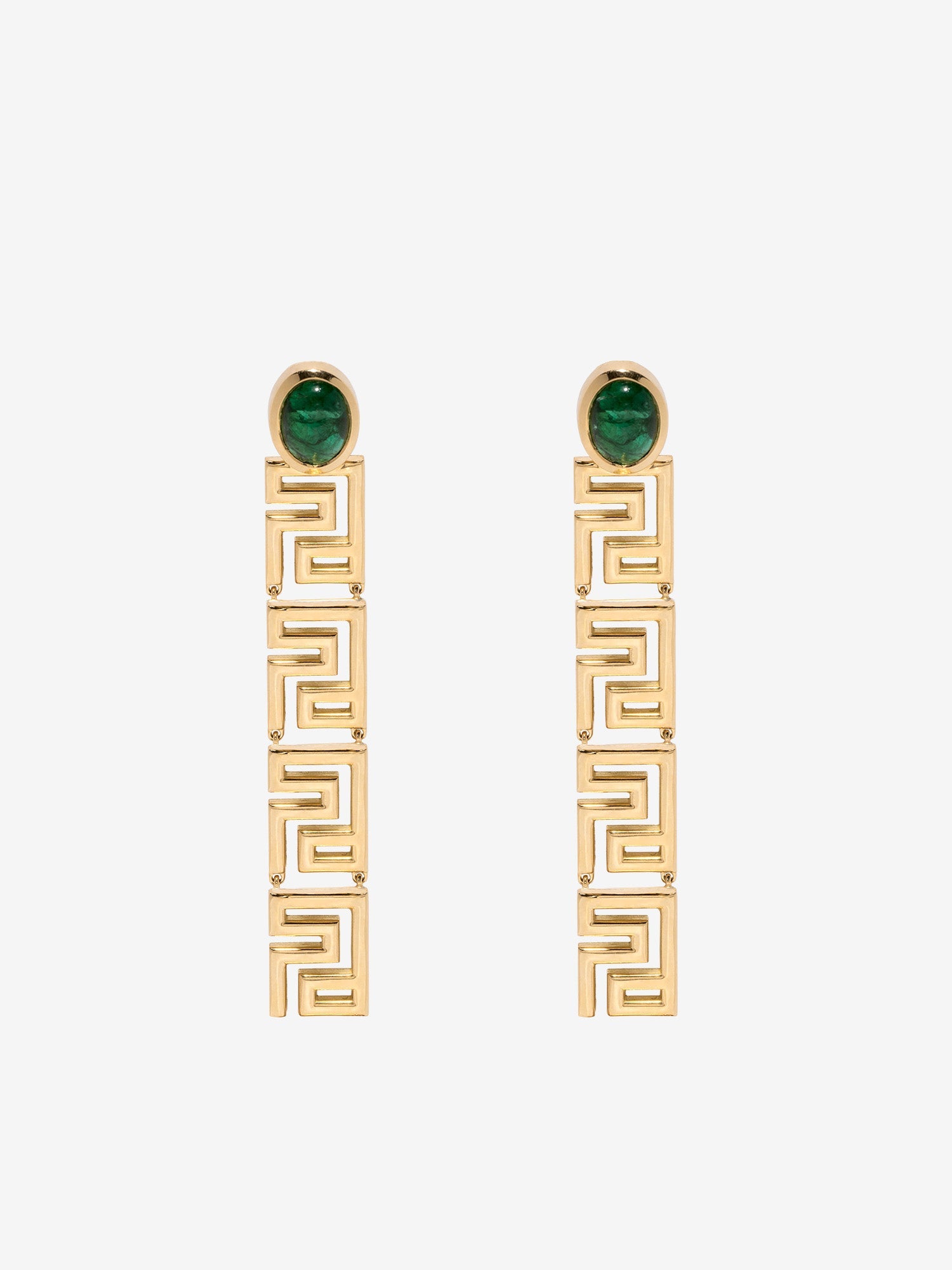 Greek Emerald Long Earrings