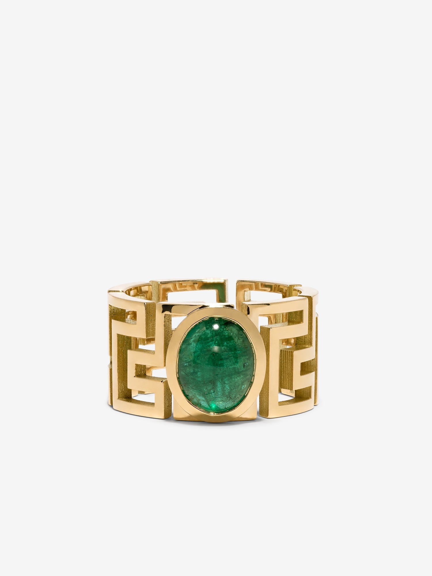 Greek Pattern Emerald Ring Large