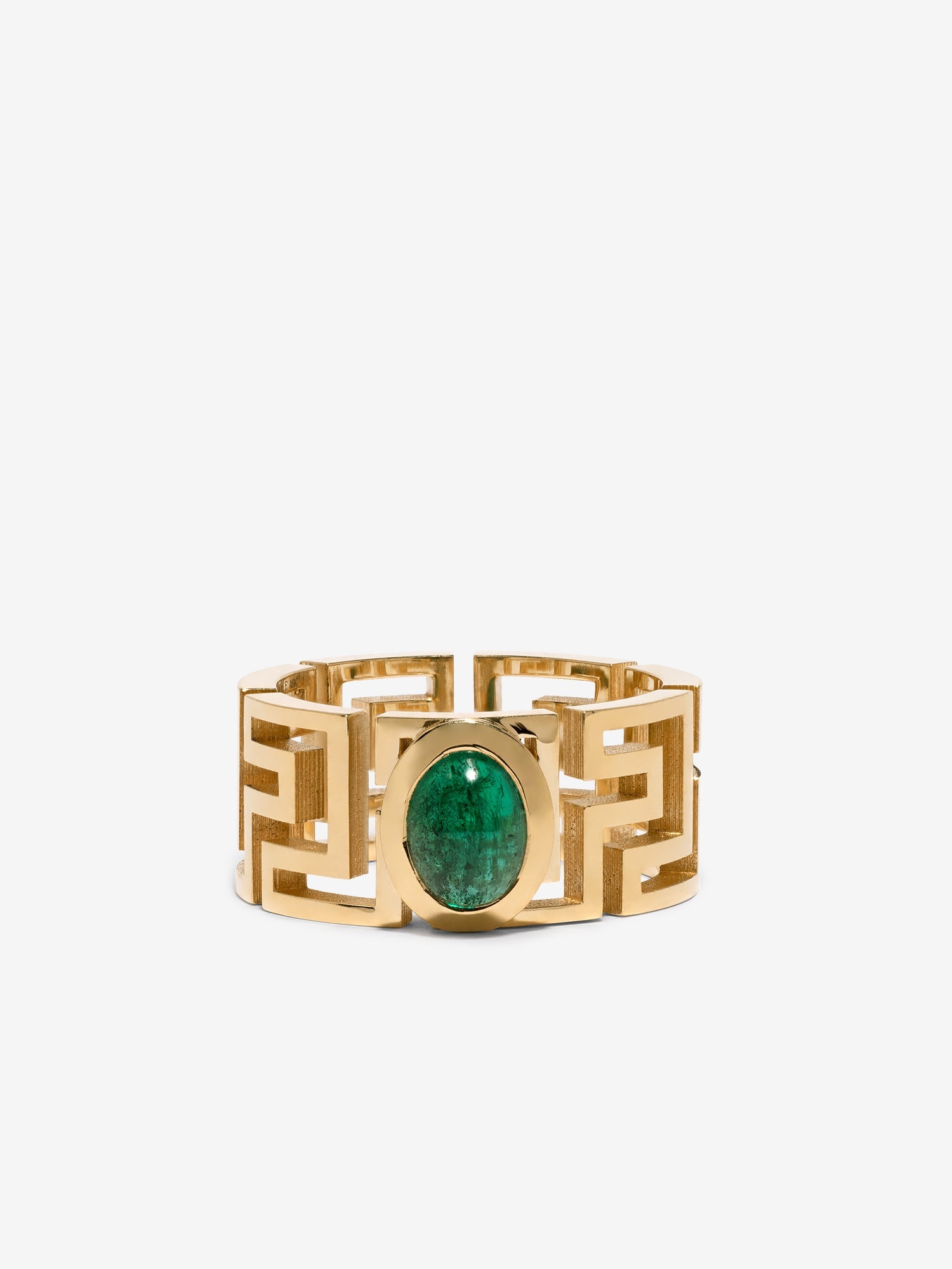 Greek Pattern Emerald Ring - Medium
