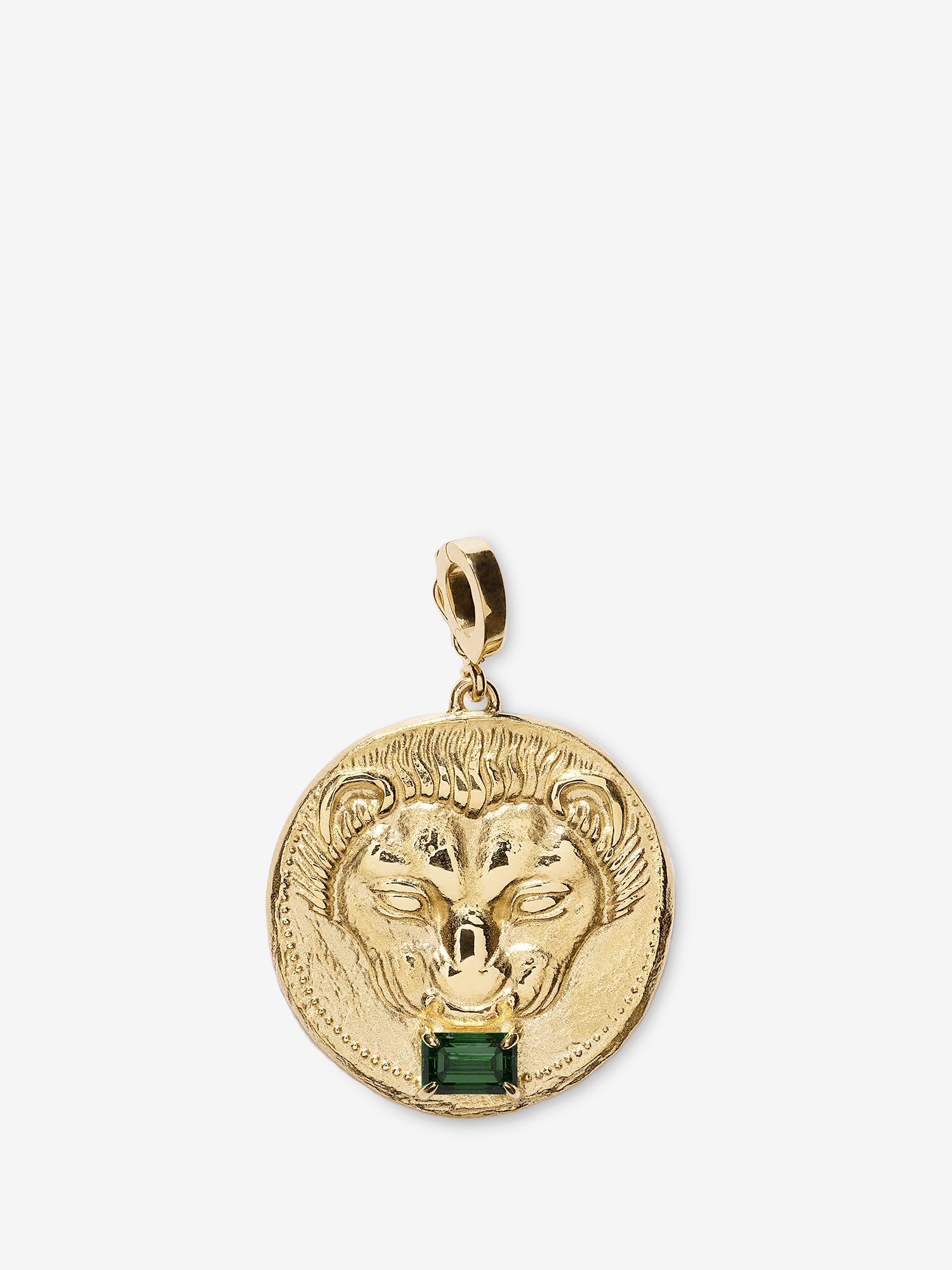 Lion Large Emerald Coin Charm