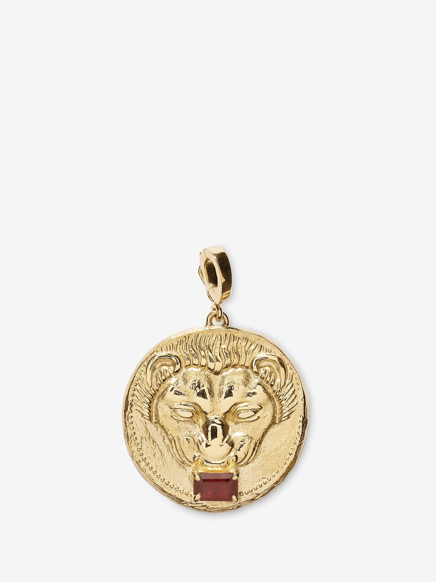 Lion Large Ruby Coin Charm