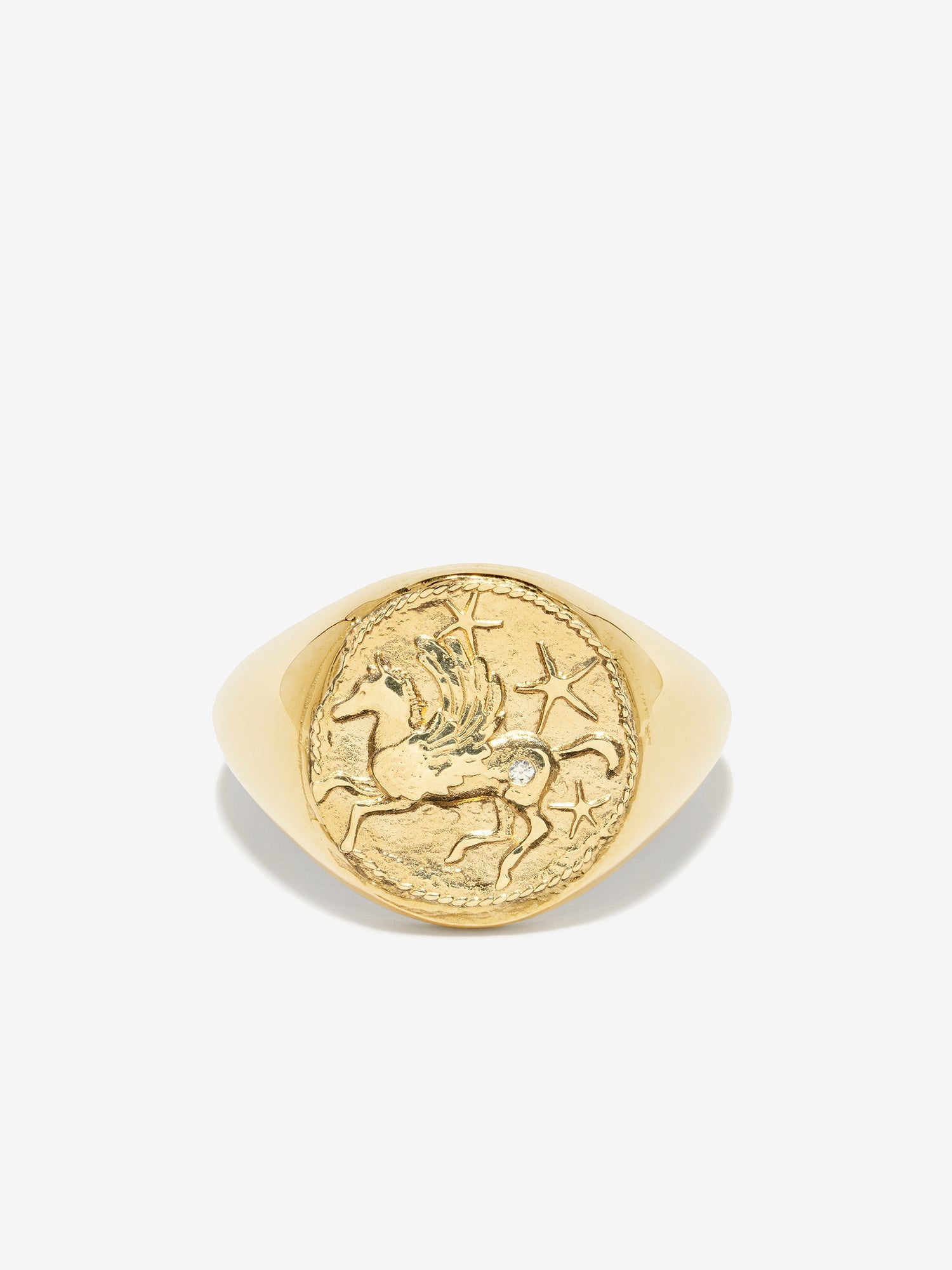 Pegasus Wisdom Coin Signet Ring