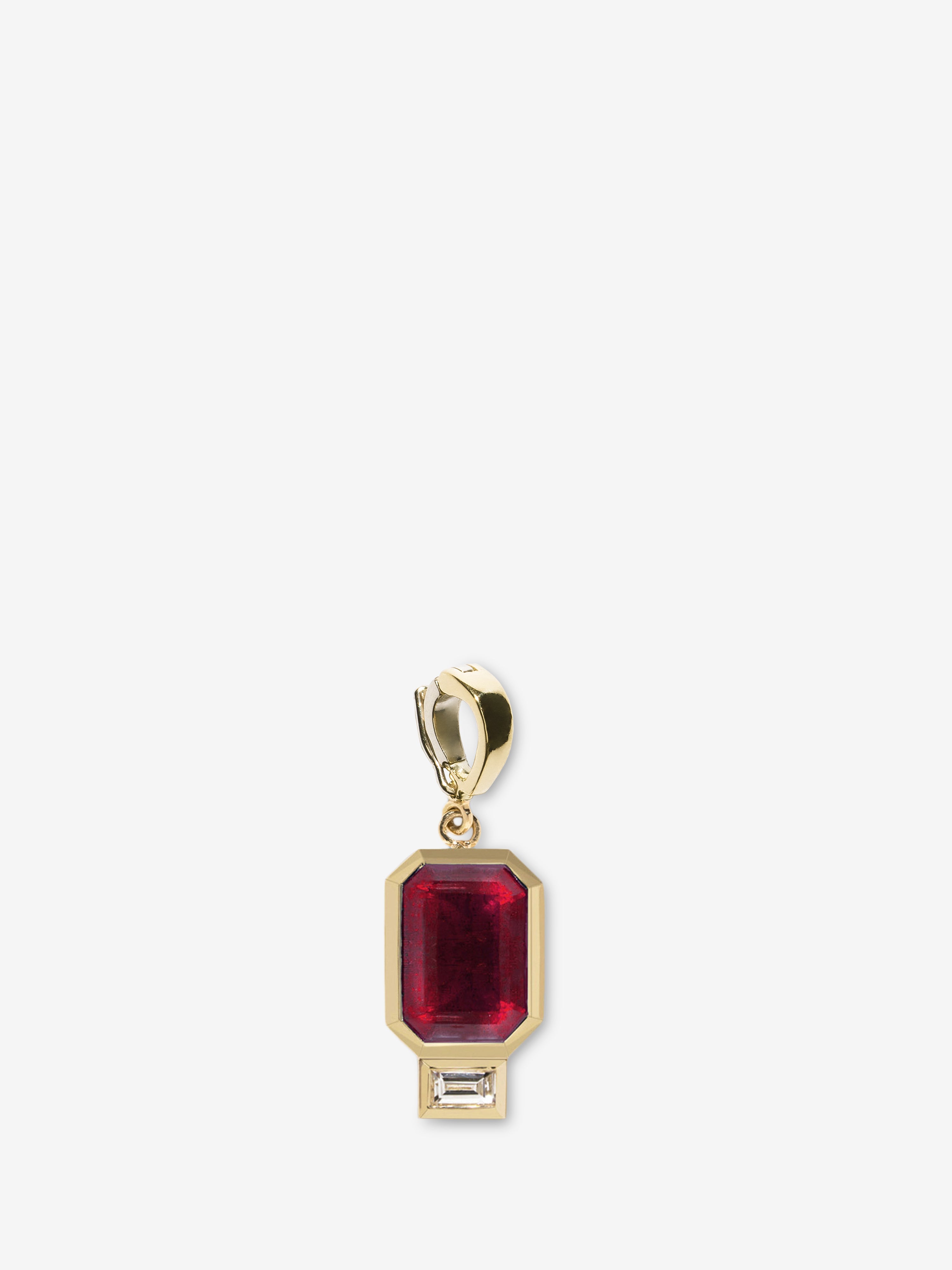 Large Ruby and Baguette Diamond Charm