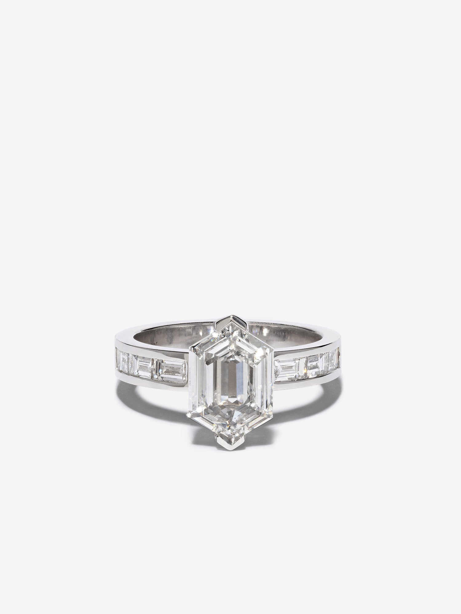 Elongated Hexagon Baguette Diamond Ring